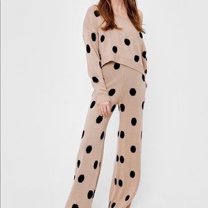 Polka Dot Wide Leg Loungewear Set